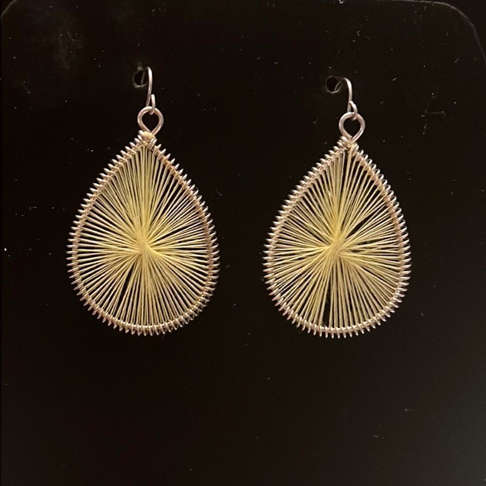 NWT Thread Sting Art Handcrafted Teardrop Earrings